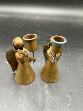 Vintage brass angel candle holders, Christmas